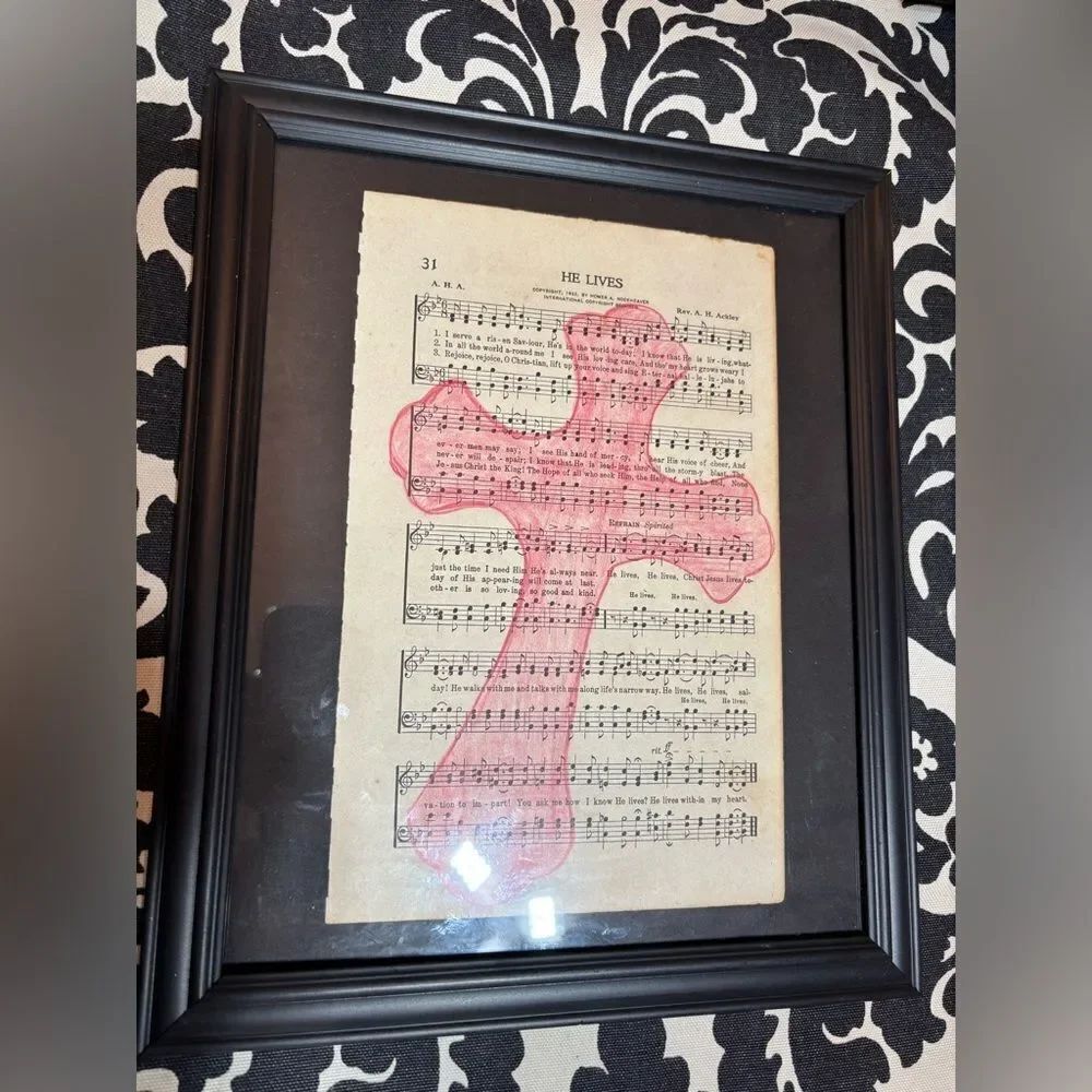 He Lives Vintage Framed Christian Religious Hymn 8 x 10 Wall or Table Display